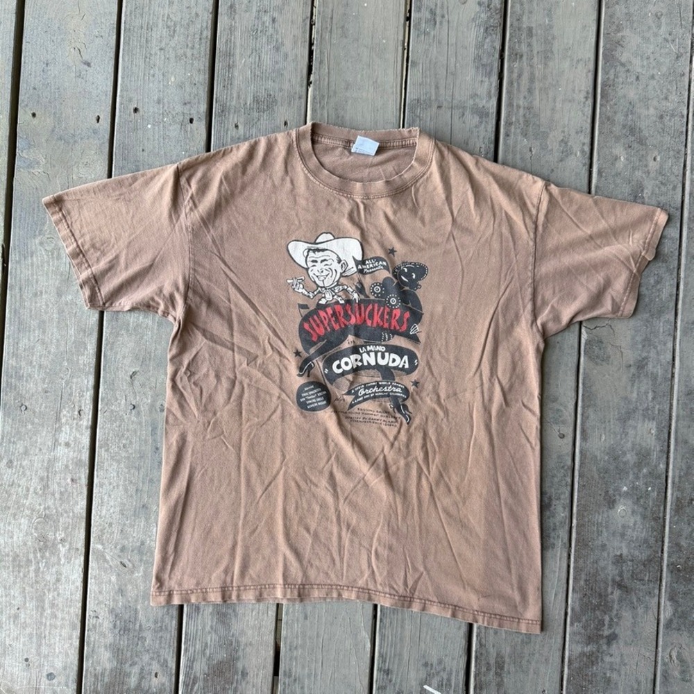 Anvil Supersuckers La Mano Cornuda Orchestra Graphic T-Shirt Brown XL Vintage